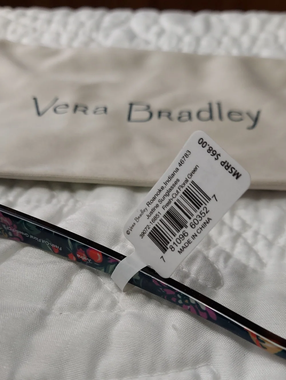 🆕 Vera Bradley Brown Tortoiseshell Polarized Sunglasses with Floral Arms NEW